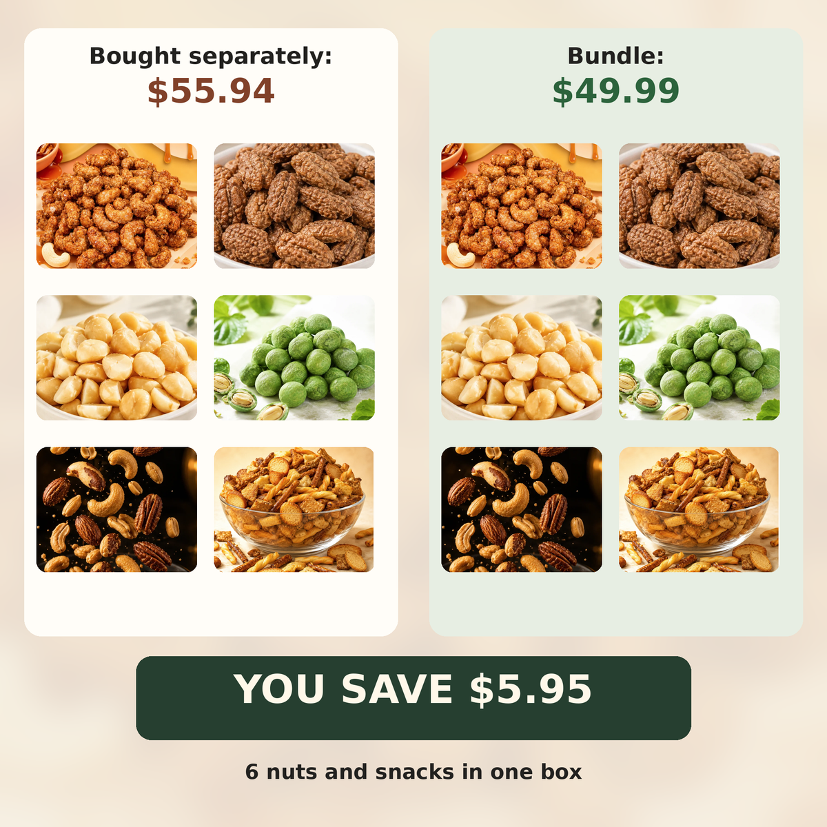 Nut Lover Snack Board Bundle value card