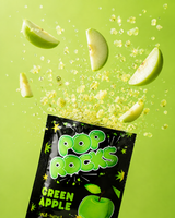 Close-up of green apple popping candy crystals