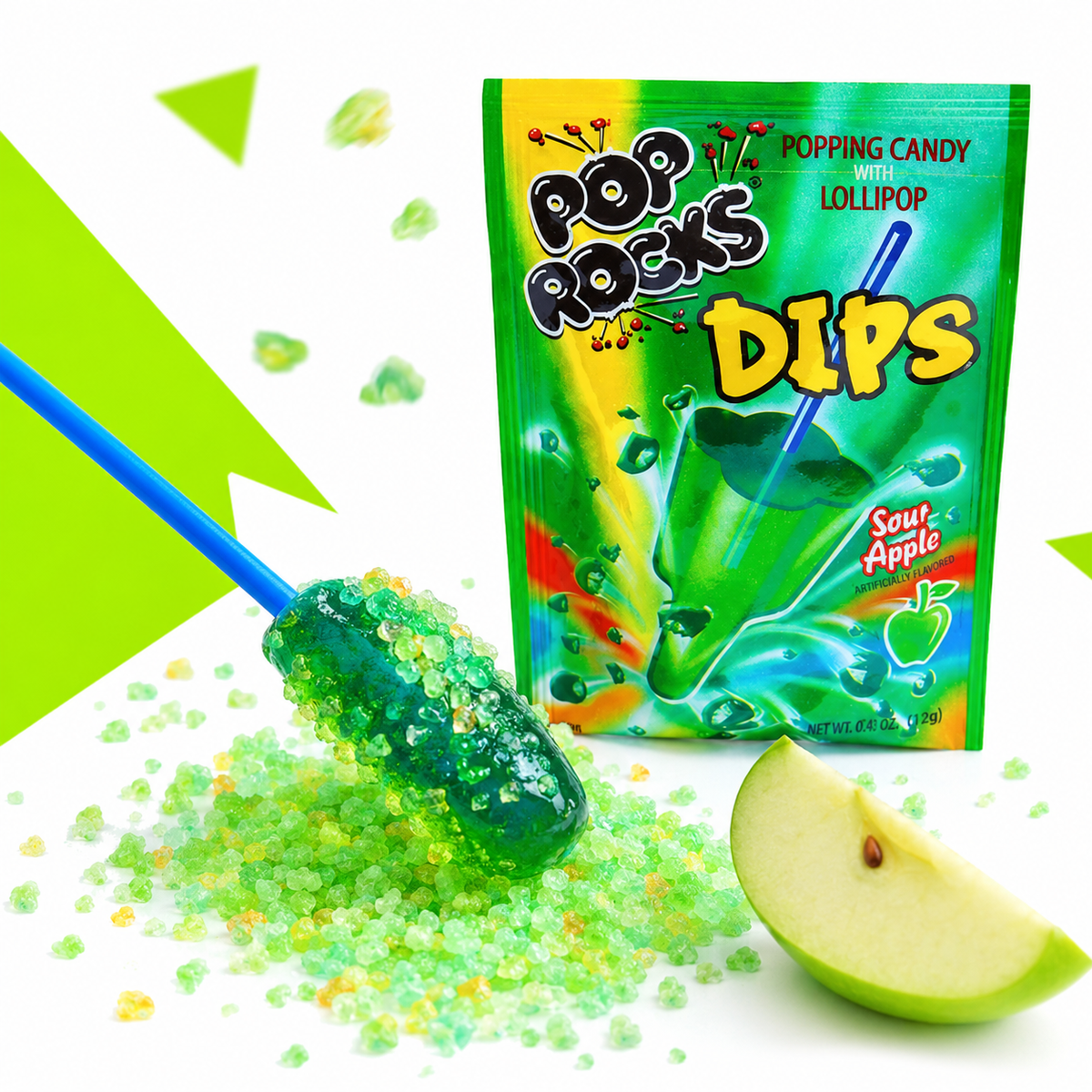 Close-up of the sour green apple dipping powder