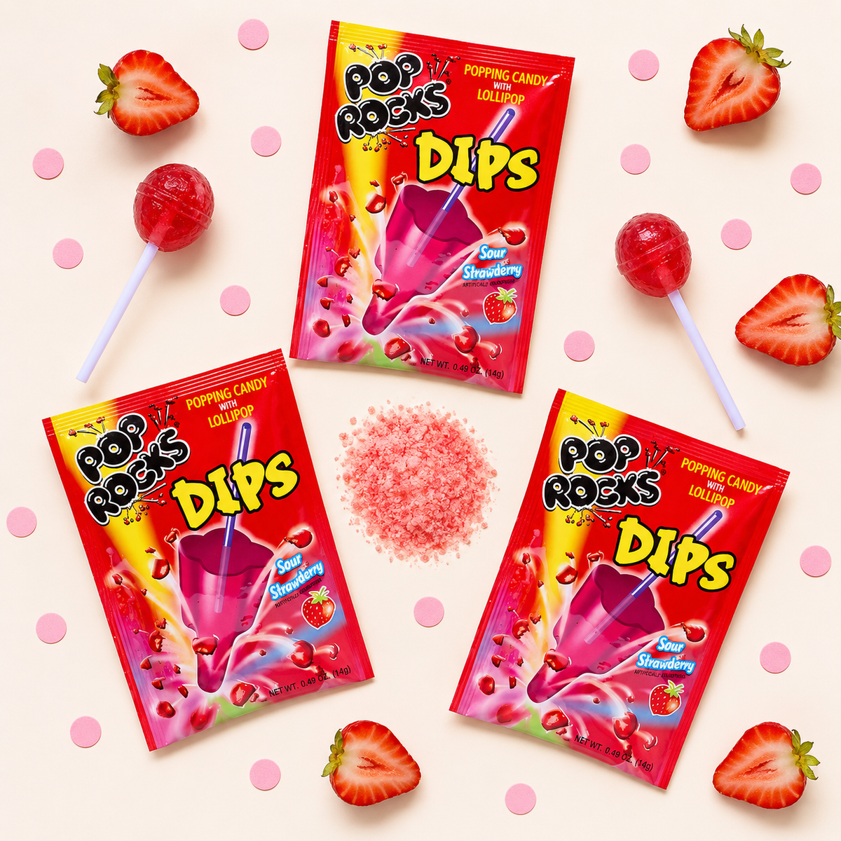 Pop Rocks Dips Strawberry 18 count case