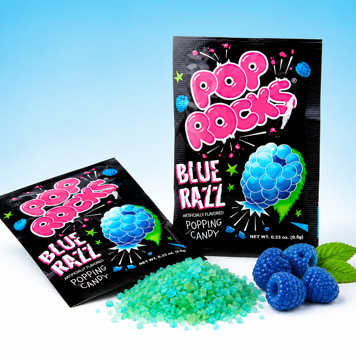 Pop Rocks Blue Razz popping candy packets