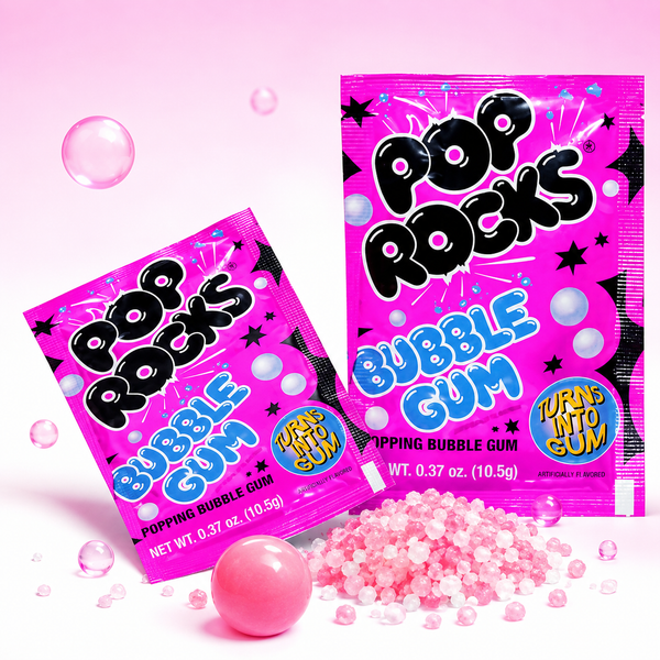 Pop Rocks Bubble Gum popping candy packets