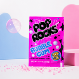 Close-up of bubble gum popping candy crystals