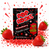 Close-up of strawberry popping candy crystals