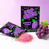 Close-up of grape popping candy crystals