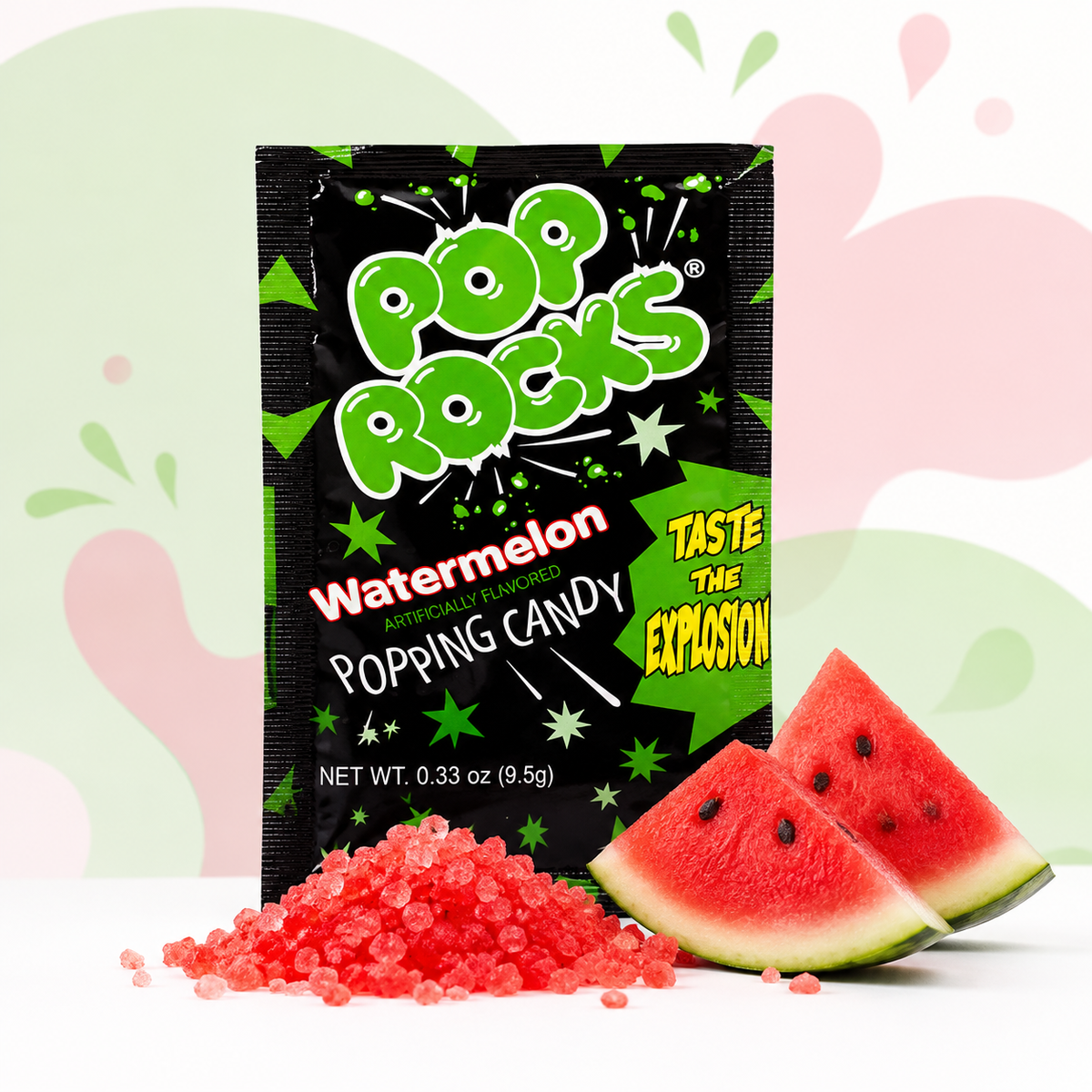 Close-up of watermelon popping candy crystals