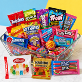 Party candy mix filling a serving bowl