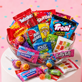 Close-up of the wrapped candy assortment