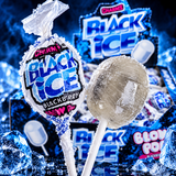 Pile of Black Ice Blow Pops in black wrappers