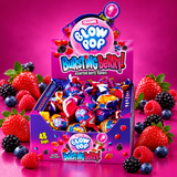 Charms Bursting Berry Blow Pop unwrapped showing purple candy shell