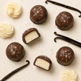 Bag of dark chocolate sea salt caramels sold by weight