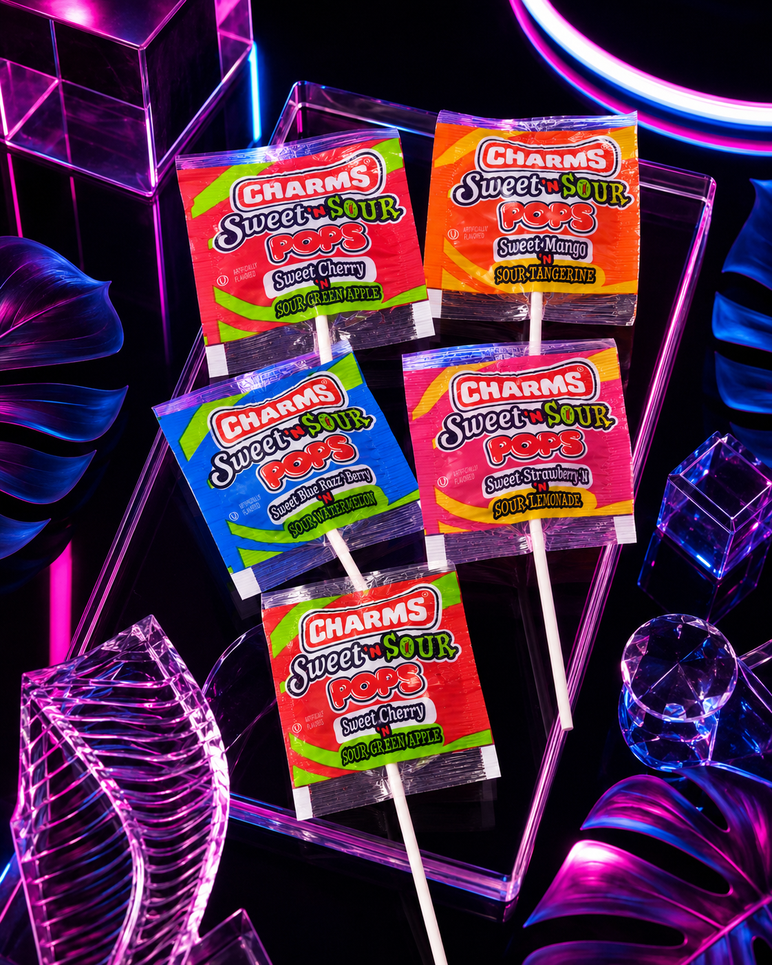 Charms Sweet And Sour Flat Pops 48 ct.