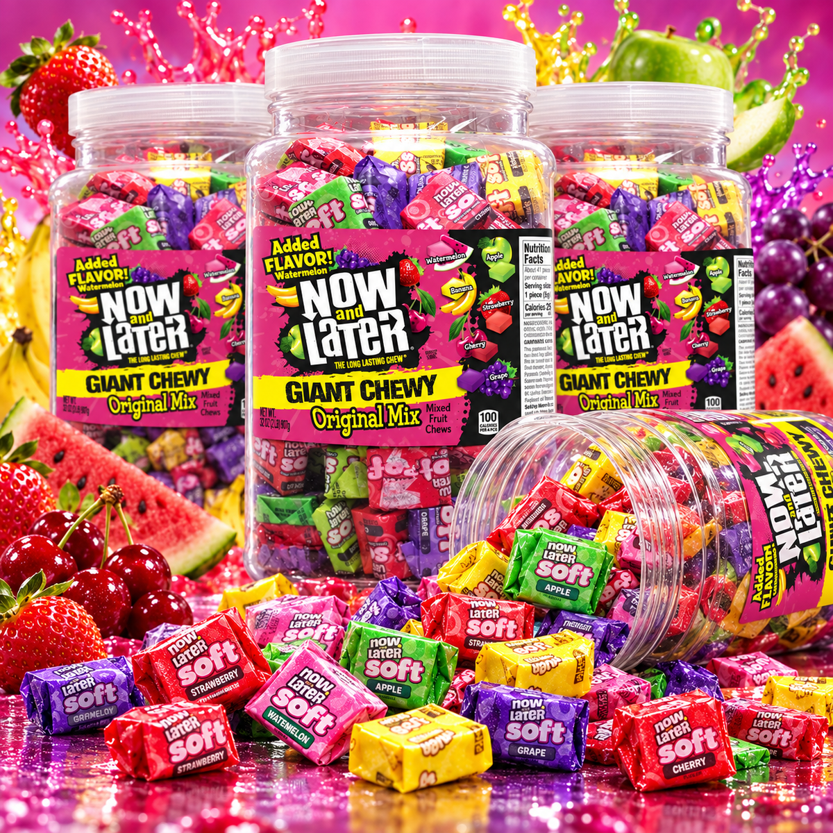 Now and Later chew unwrapped showing soft fruit taffy