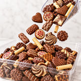 Assorted European cookies dipped in Belgian milk, dark and white chocolate