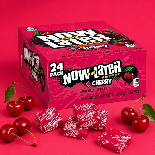 Now and Later Cherry taffy candy bars, 24 count