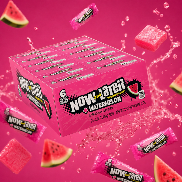 Now and Later Watermelon taffy candy bars, 24 count