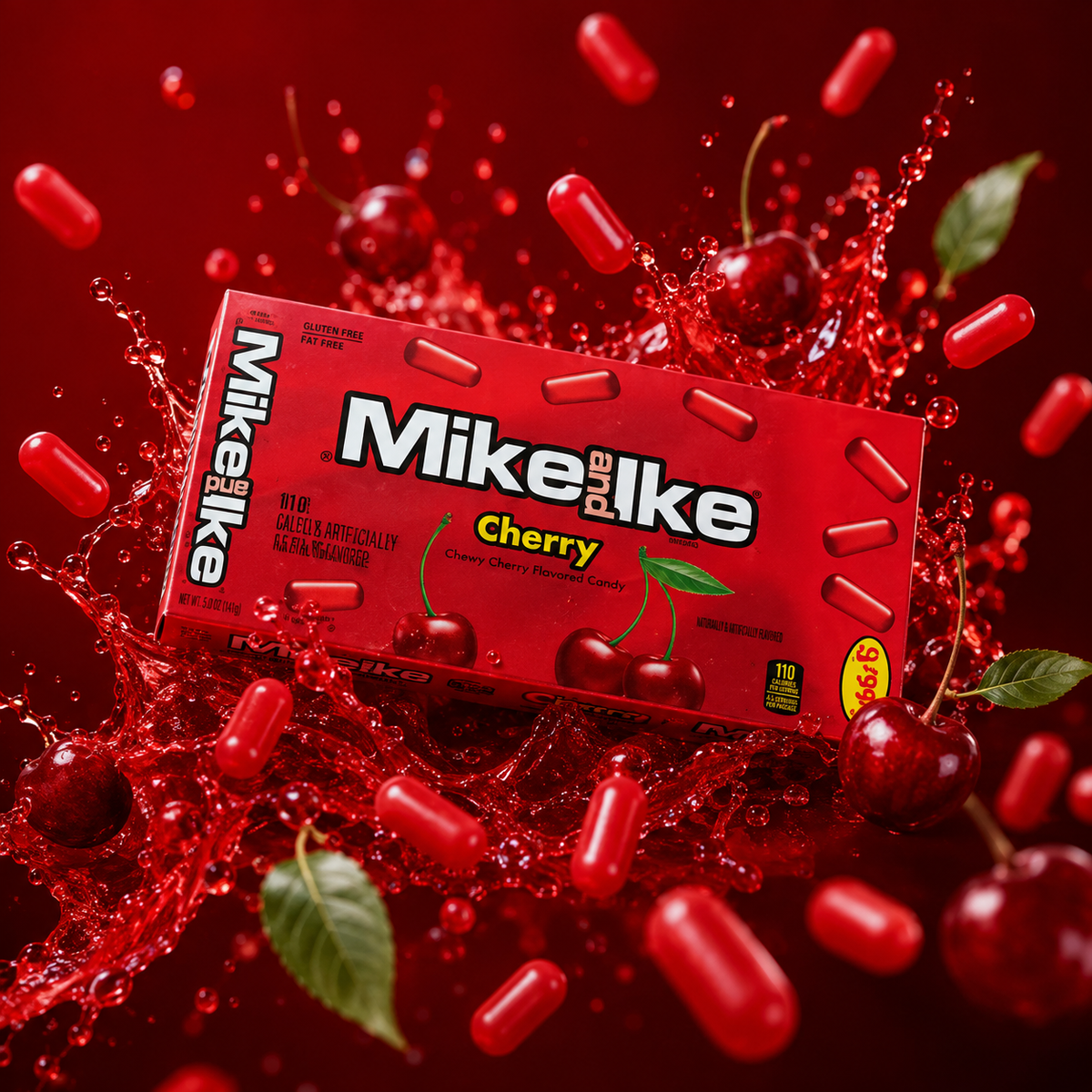Mike and Ike Cherry chewy fruit candy theater boxes, 24 count