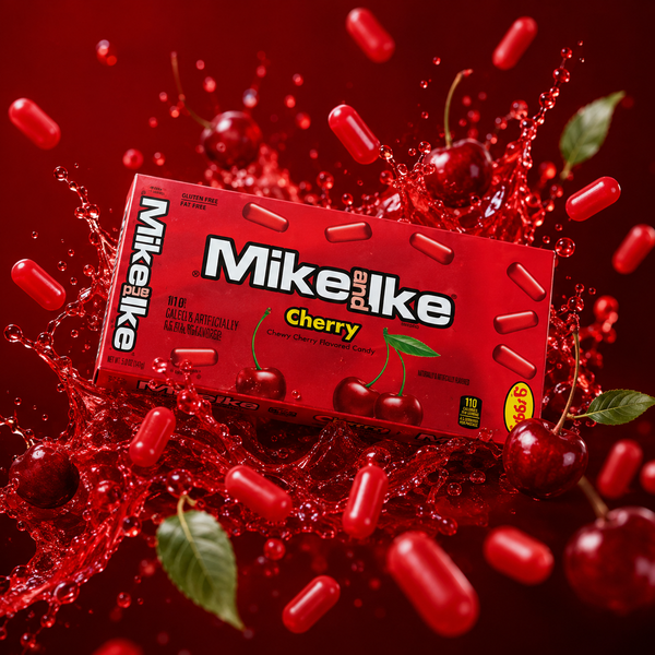 Mike and Ike Cherry chewy fruit candy theater boxes, 24 count
