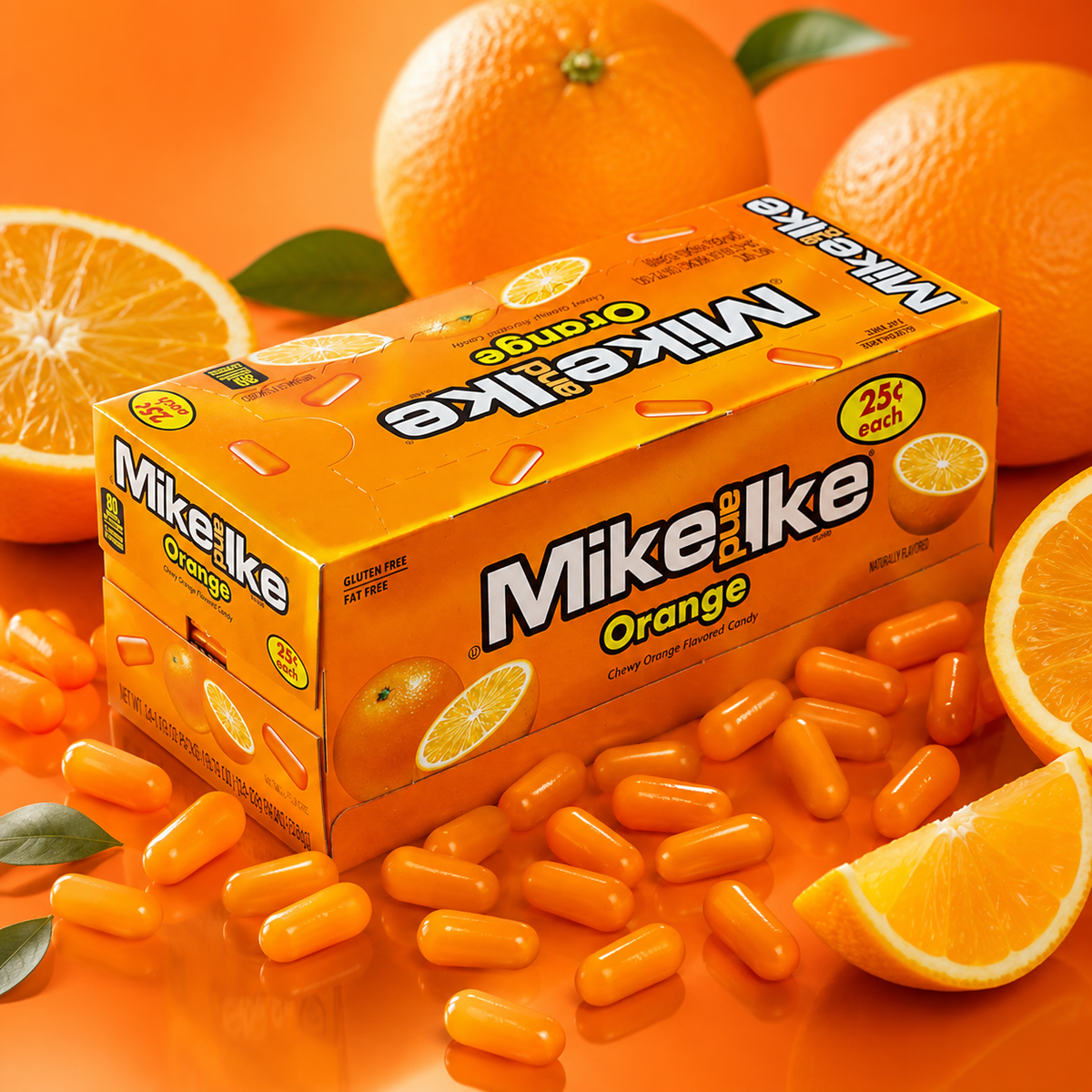 Mike and Ike Orange chewy fruit candy theater boxes, 24 count