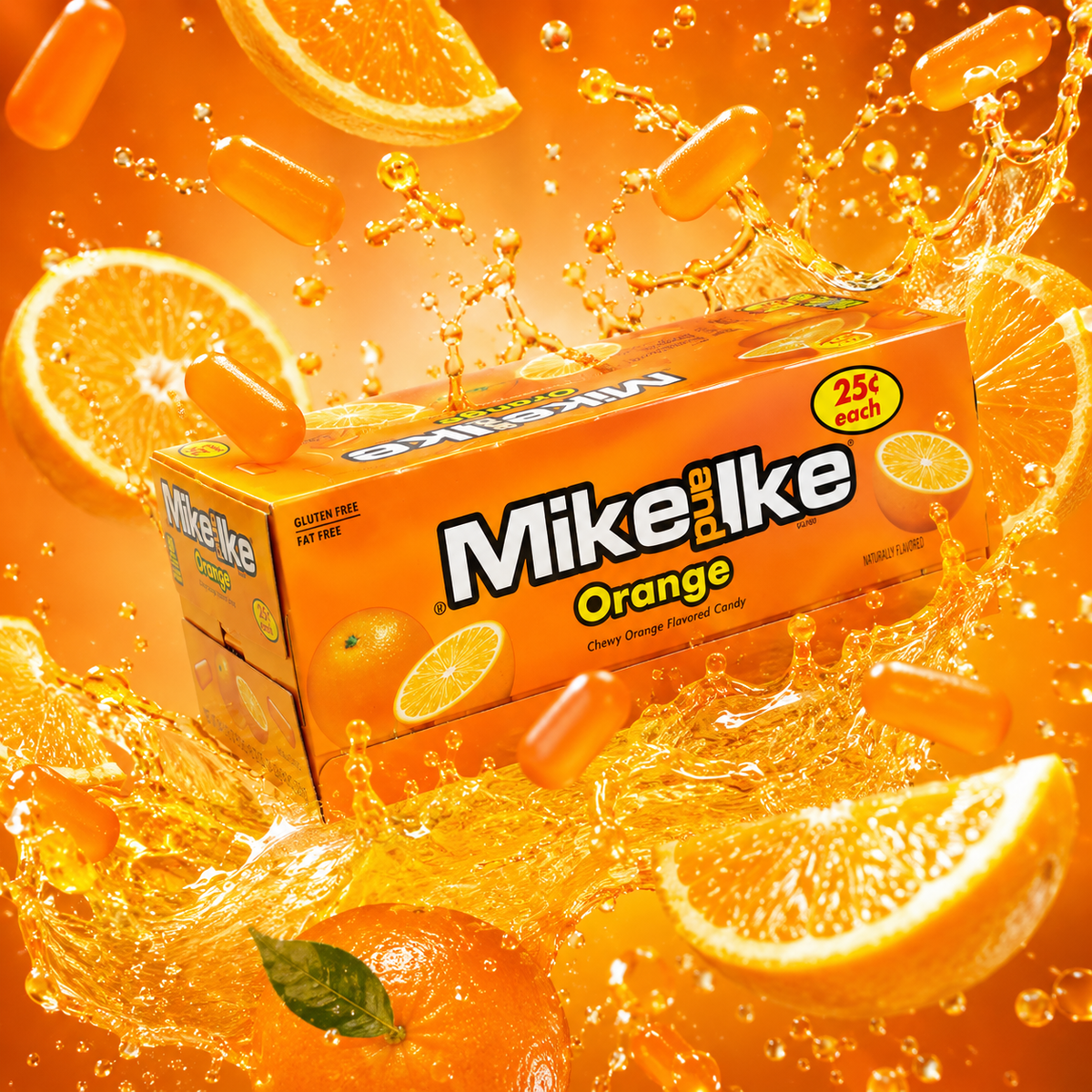 Mike and Ike Orange chewy fruit candy theater boxes, 24 count