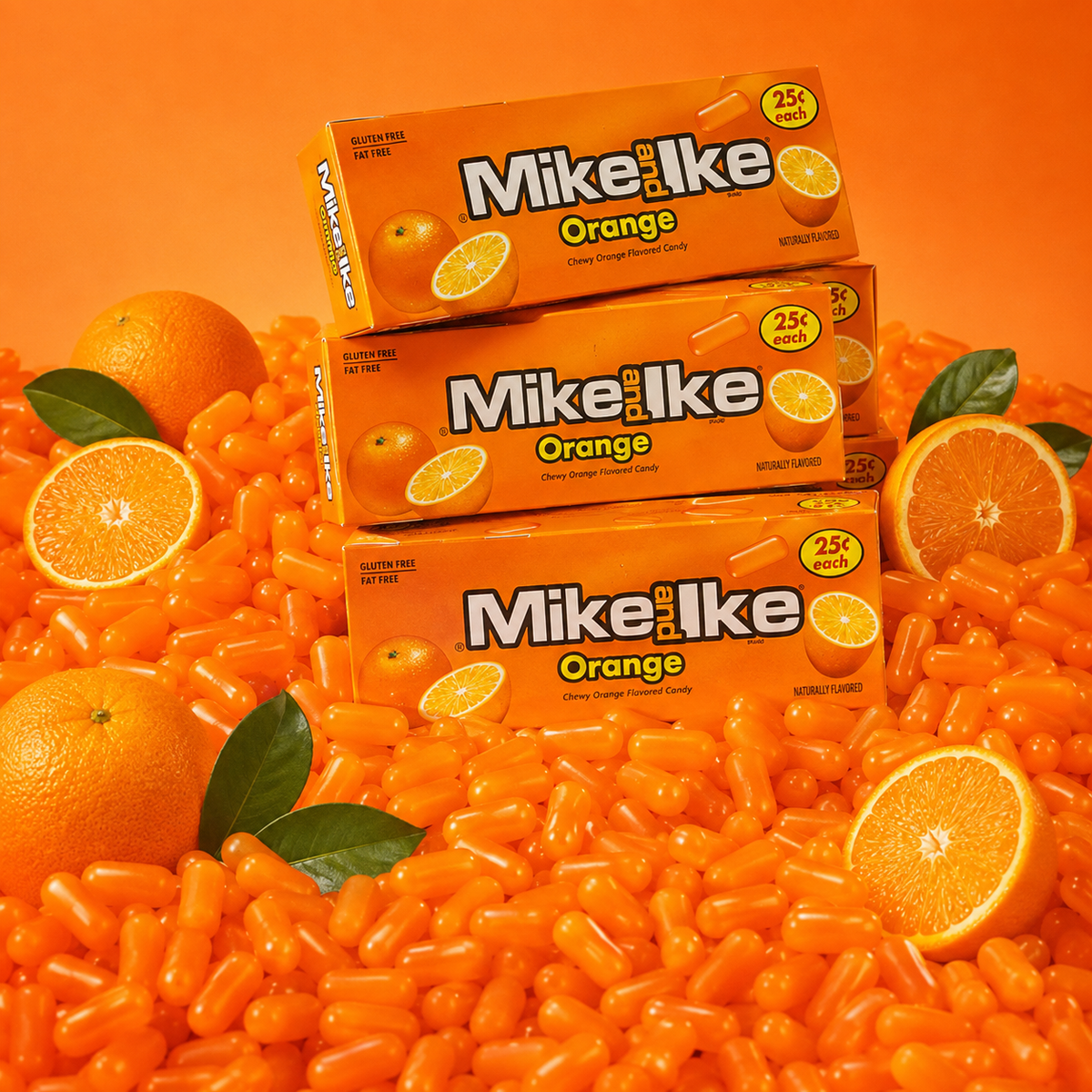 Mike and Ike Orange chewy fruit candy theater boxes, 24 count