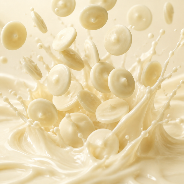 White chocolate melting wafers in bulk bag