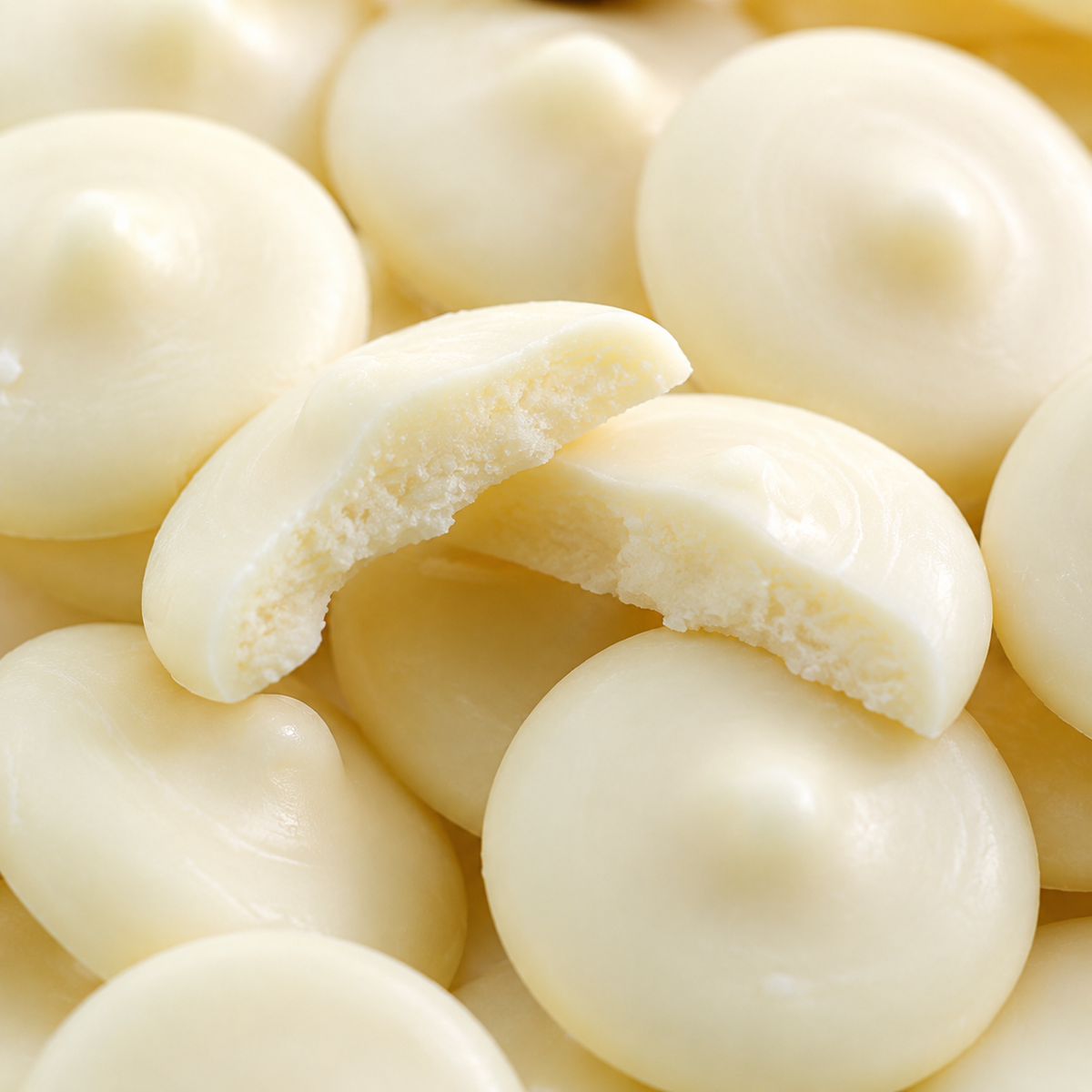 White chocolate melting wafers in bulk bag