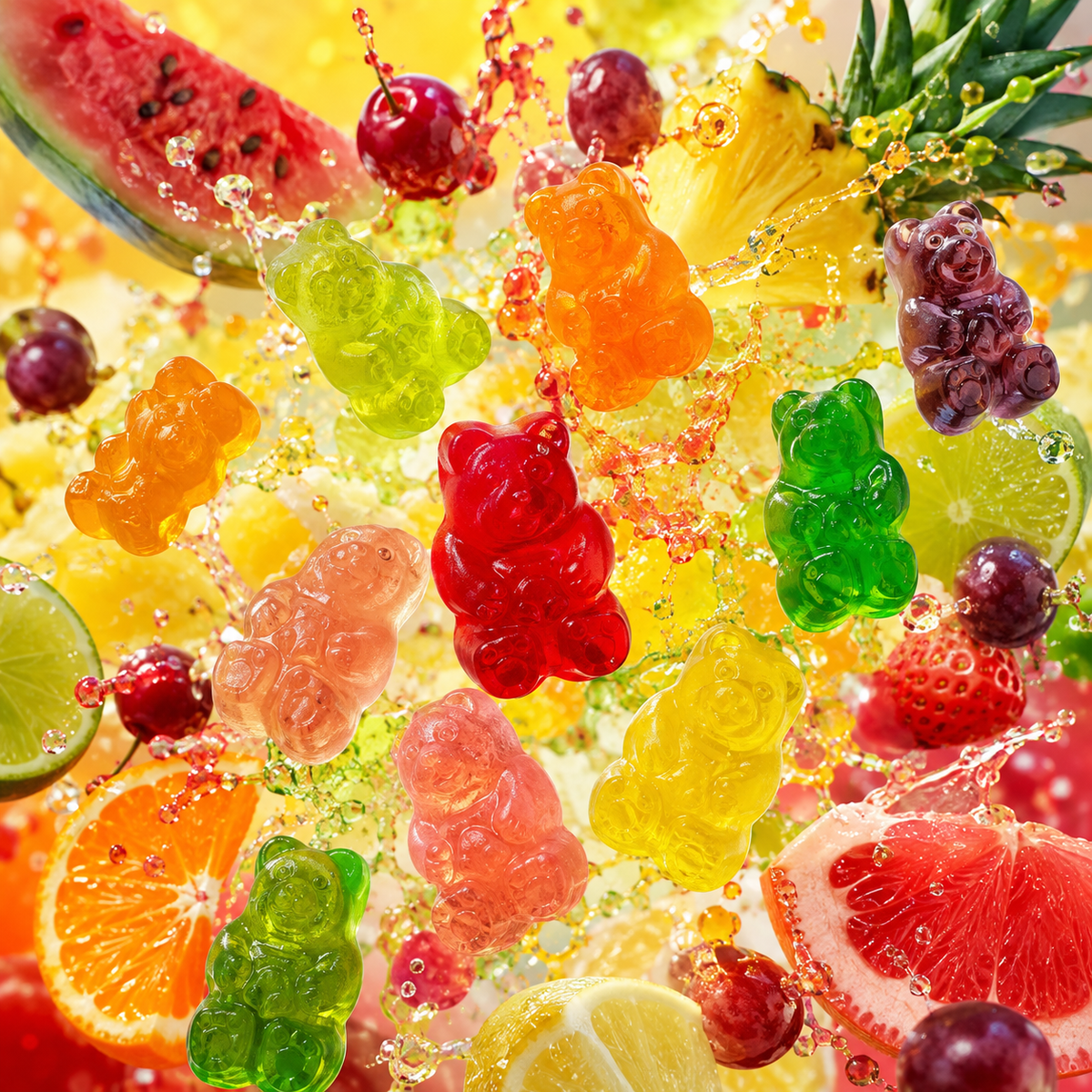 Rainbow 12 flavor gummy bears candy