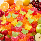 Colorful gummy butterflies candy in six fruit flavors