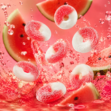 Pink and white gummy watermelon rings candy