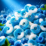 Blue raspberry gummy rings candy