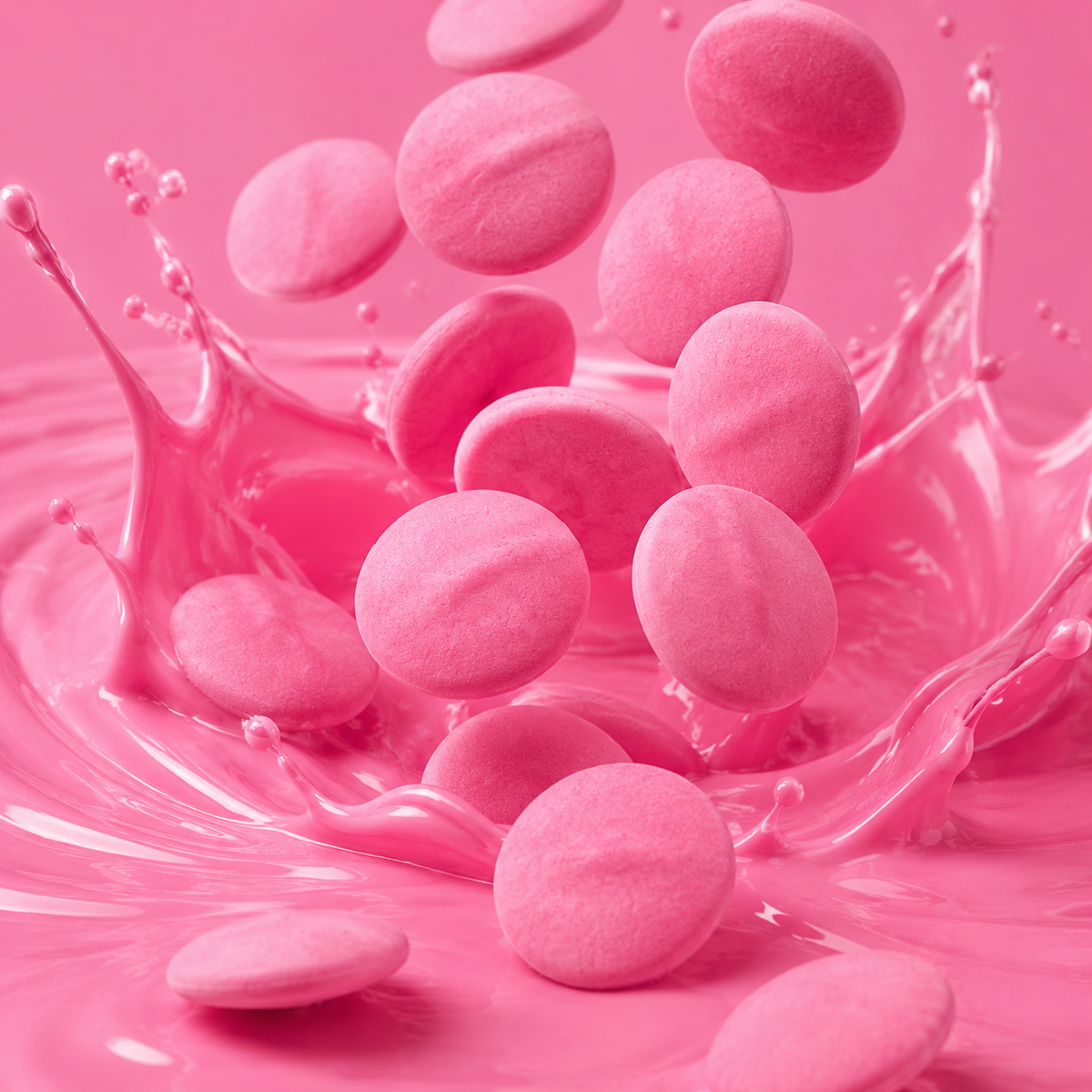 Pink chocolate melting wafers in bulk bag