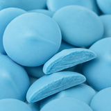 Blue chocolate melting wafers in bulk bag