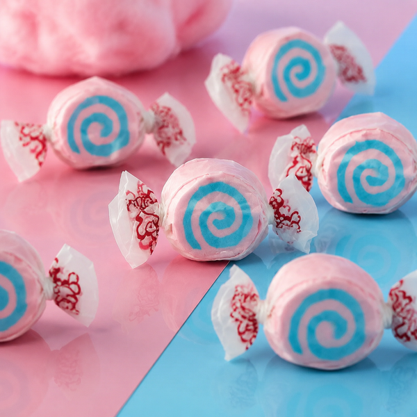 Cotton Candy salt water taffy, individually wrapped pieces