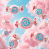 Cotton Candy salt water taffy, individually wrapped pieces