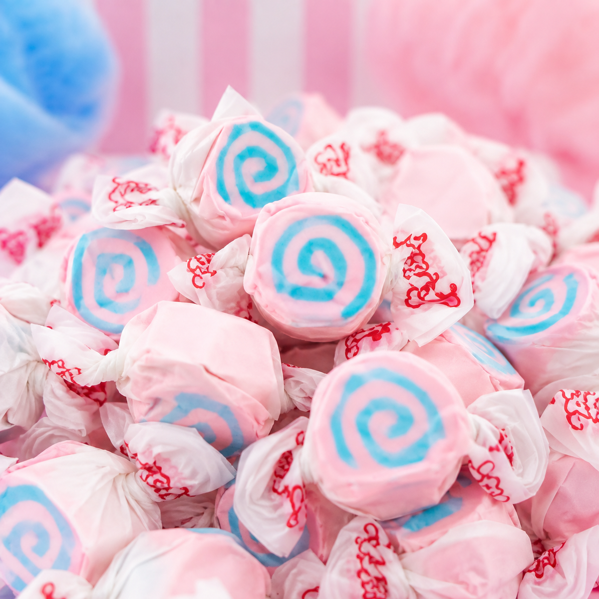 Cotton Candy salt water taffy, individually wrapped pieces