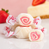 Strawberry Cheesecake salt water taffy, individually wrapped pieces