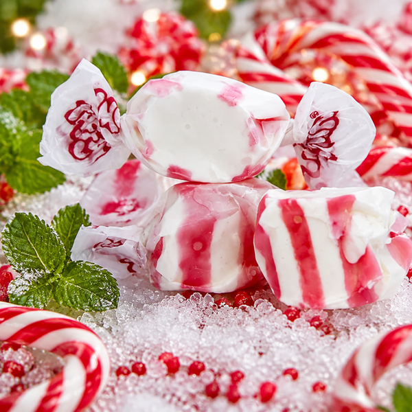 Peppermint salt water taffy, individually wrapped pieces