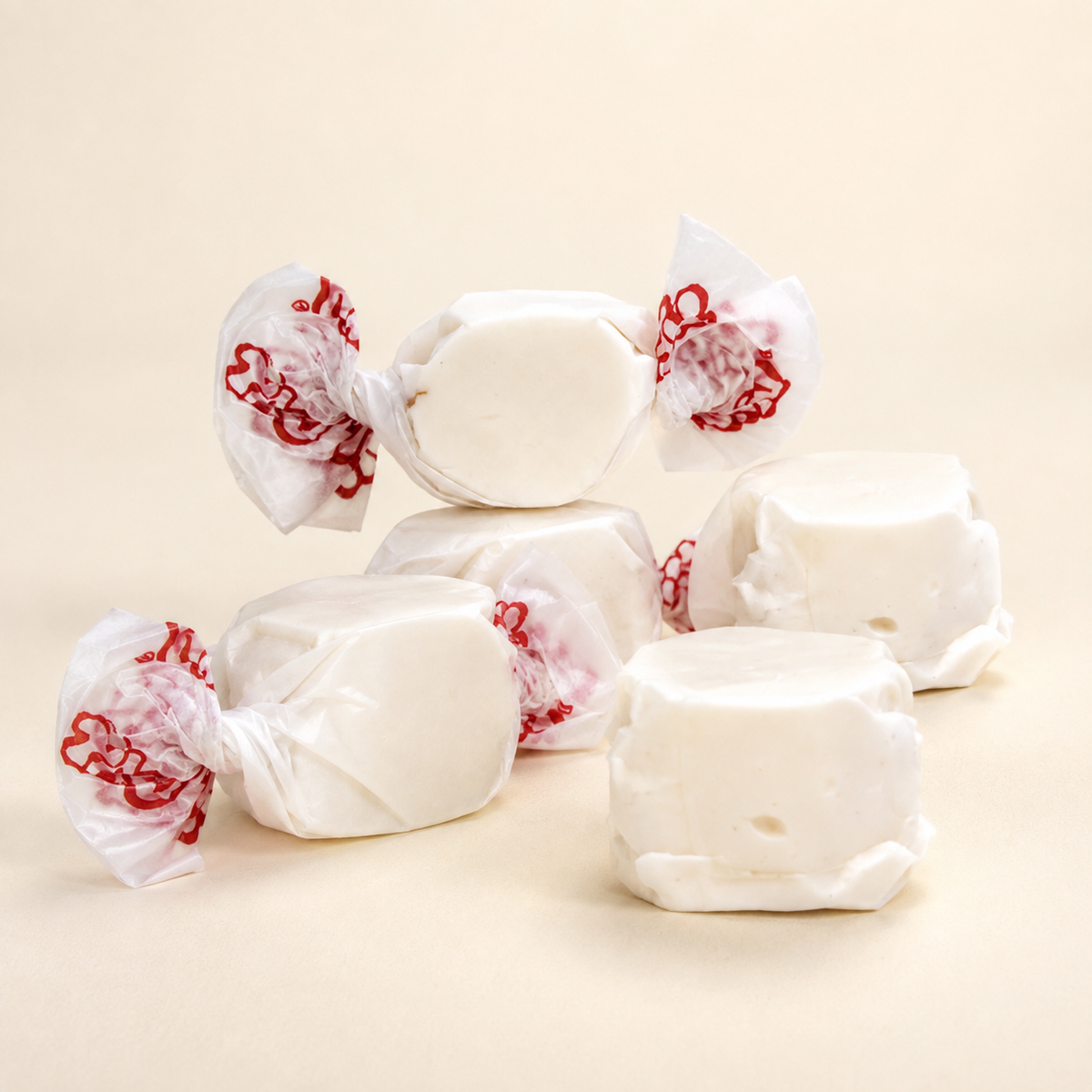 Vanilla salt water taffy, individually wrapped pieces