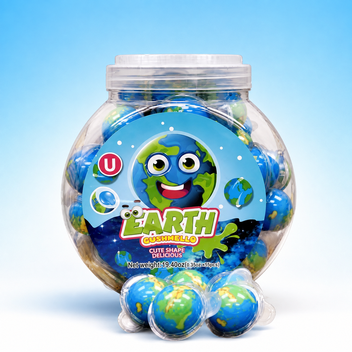 Giant liquid-filled Earth planet gummy candy