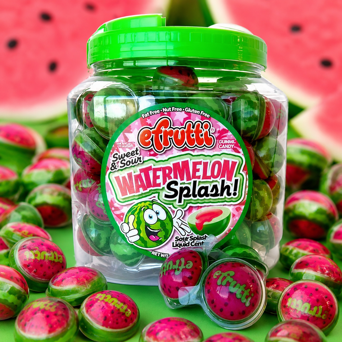 Sweet and sour watermelon liquid-filled gummy candy