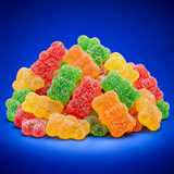 Sour gummy bears with sour sugar coating