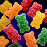 Sour gummy bears with sour sugar coating