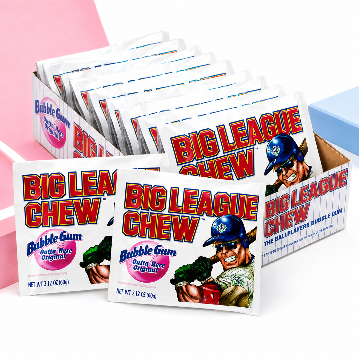 Big League Chew Original shredded bubble gum pouches, 12 count