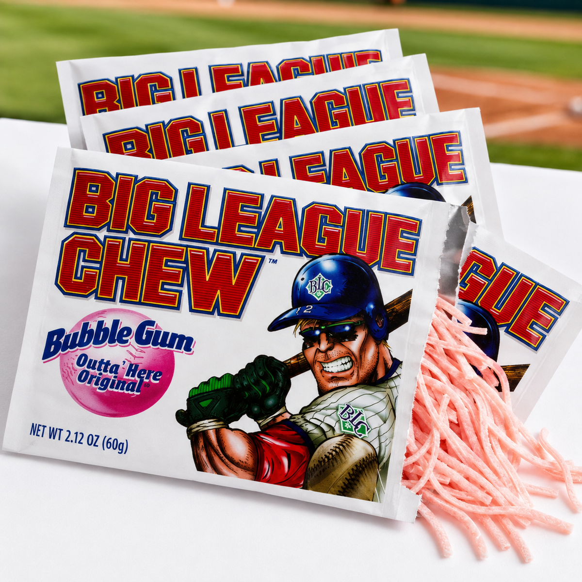 Big League Chew Original shredded bubble gum pouches, 12 count
