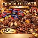 Chocolate Lover Bundle box with chocolate mix, coconut clusters, chocolate raisins and sea salt caramels