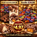 Chocolate Lover candy bundle contents laid out