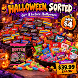 Halloween Treat Box bundle with chocolate mix, Halloween candy mix, Rotten Sour Gummies and sour gummy worms