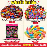 Halloween Treat Box candy bundle contents laid out