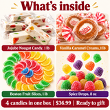 Old-fashioned candy dish bundle contents laid out